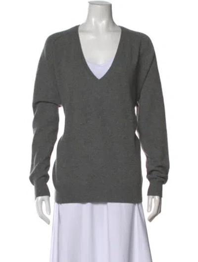 Pre-owned Theory Cashmere V-neck Sweater In Gray