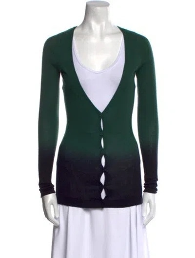 Pre-owned Theory Cashmere V-neck Sweater In Green