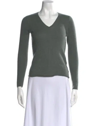 Pre-owned Theory Cashmere V-neck Sweater In Green