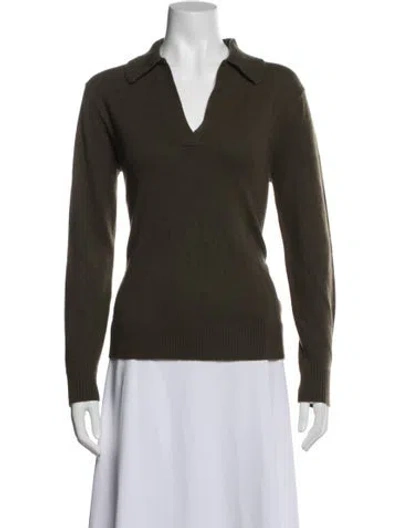 Pre-owned Theory Cashmere V-neck Sweater In Green