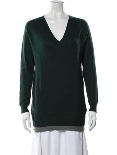 Pre-owned Theory Cashmere V-neck Sweater In Green
