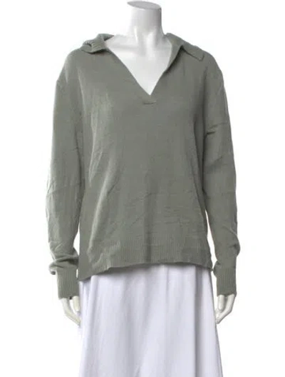Pre-owned Theory Cashmere V-neck Sweater In Green