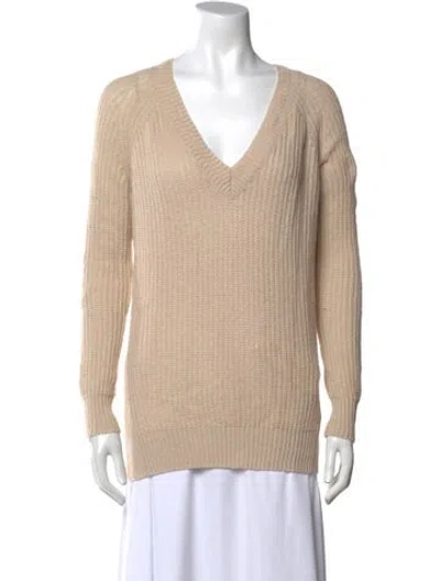 Pre-owned Theory Cashmere V-neck Sweater In Neutral