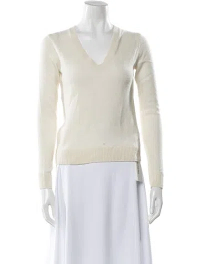 Pre-owned Theory Cashmere V-neck Sweater In Neutral