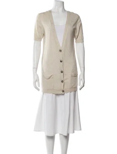 Pre-owned Theory Cashmere V-neck Sweater In Neutral