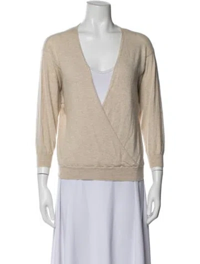 Pre-owned Theory Cashmere V-neck Sweater In Neutrals