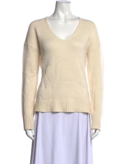Pre-owned Theory Cashmere V-neck Sweater In Neutrals