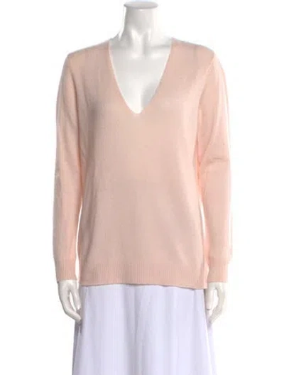 Pre-owned Theory Cashmere V-neck Sweater In Pink