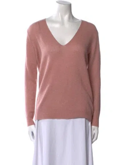 Pre-owned Theory Cashmere V-neck Sweater In Pink