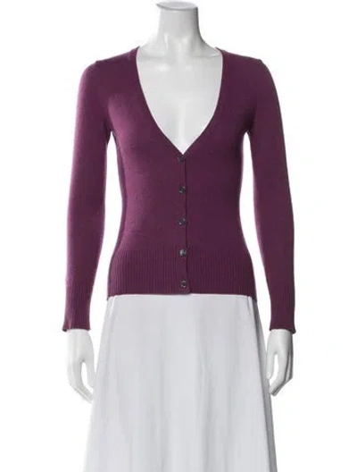 Pre-owned Theory Cashmere V-neck Sweater In Purple