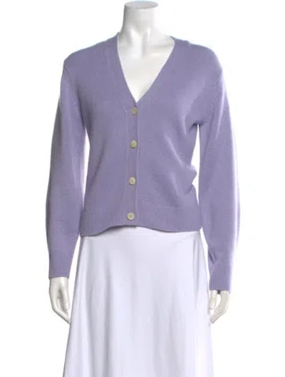 Pre-owned Theory Cashmere V-neck Sweater In Purple