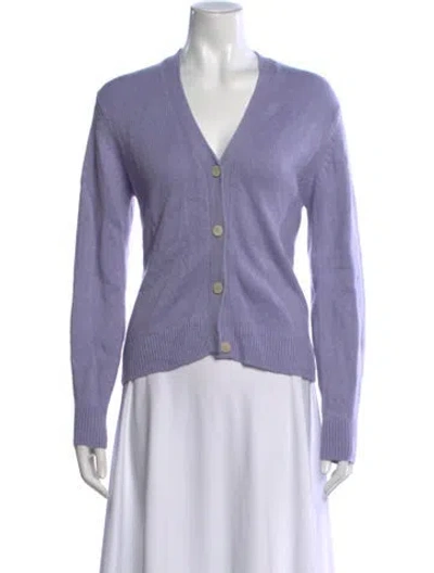 Pre-owned Theory Cashmere V-neck Sweater In Purple