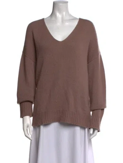 Pre-owned Theory Cashmere V-neck Sweater In Purple