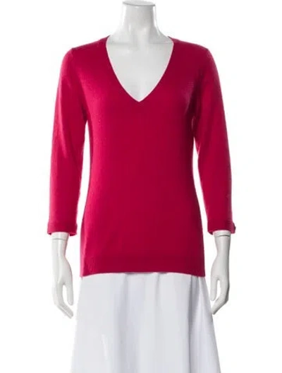 Pre-owned Theory Cashmere V-neck Sweater In Red