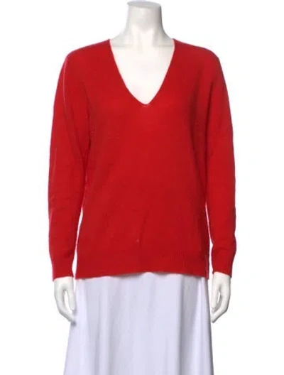 Pre-owned Theory Cashmere V-neck Sweater In Red