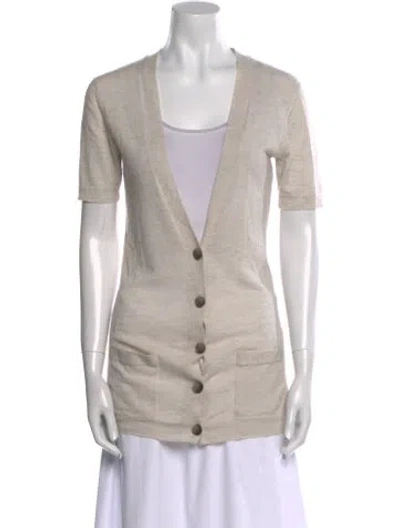 Pre-owned Theory Cashmere V-neck Sweater In White