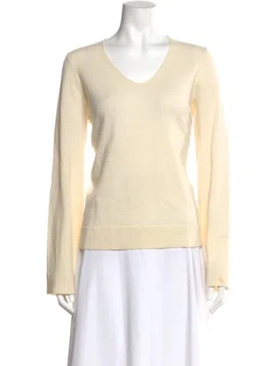 Pre-owned Theory Cashmere V-neck Sweater In White