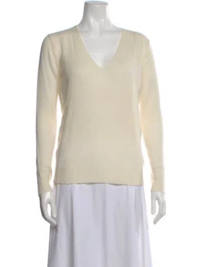 Pre-owned Theory Cashmere V-neck Sweater In White