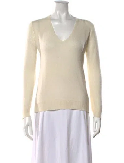 Pre-owned Theory Cashmere V-neck Sweater In White