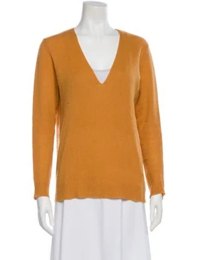 Pre-owned Theory Cashmere V-neck Sweater In Yellow