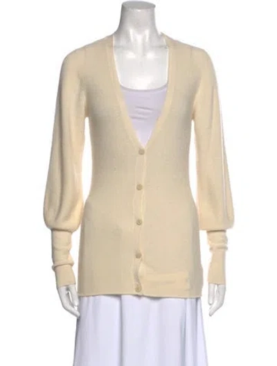 Pre-owned Theory Cashmere V-neck Sweater In Yellow