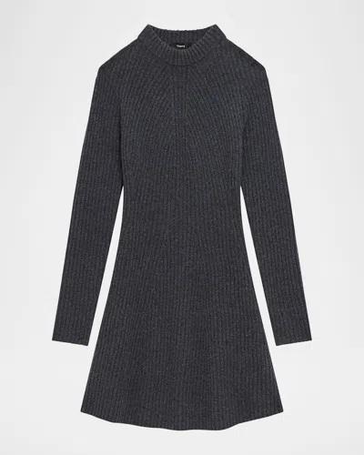 THEORY CASHMERE-WOOL RIBBED SWEATER DRESS