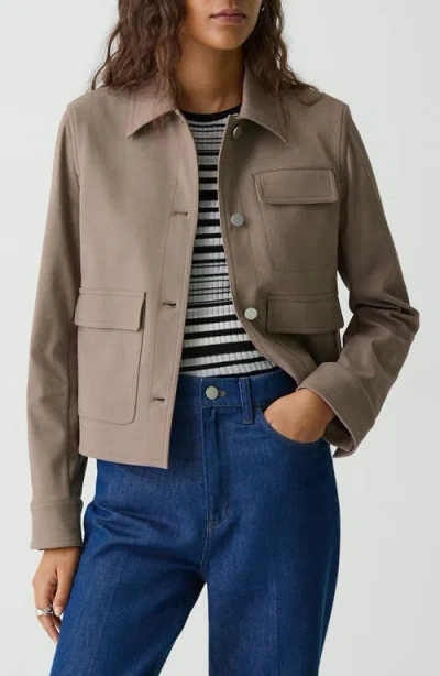 Theory Casual Button Front Jacket In Walnut
