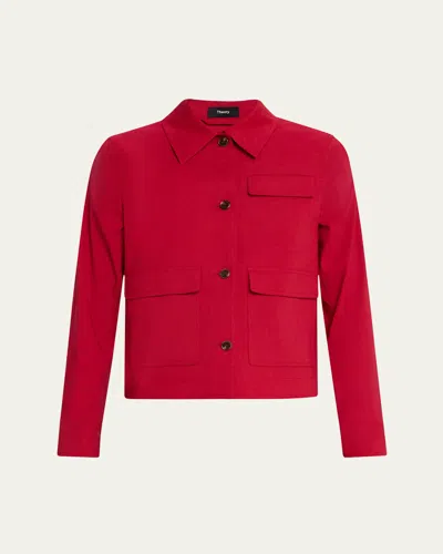 Theory Casual Crunch Linen Jacket In Cherry