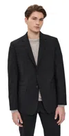 Theory Chambers Stretch Wool Blazer Deep Black In Black