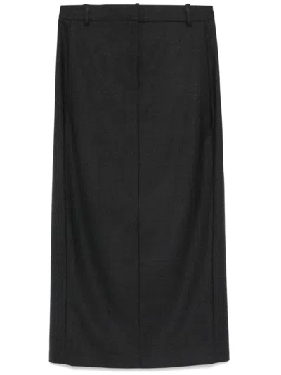 THEORY THEORY CHARCOAL GREY WOOL BLEND SKIRT