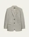 Theory Oversized Straight Linen-blend Blazer In Cream Multi