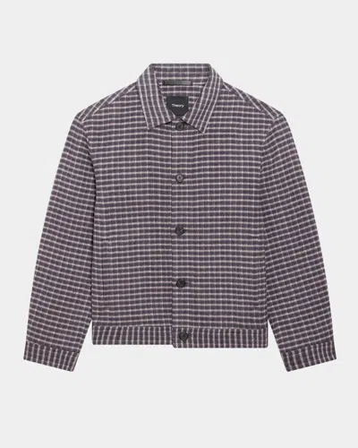 Theory Check Double-face Jacket In Classic Brown