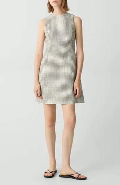 THEORY THEORY CHECK LINEN BLEND MINIDRESS