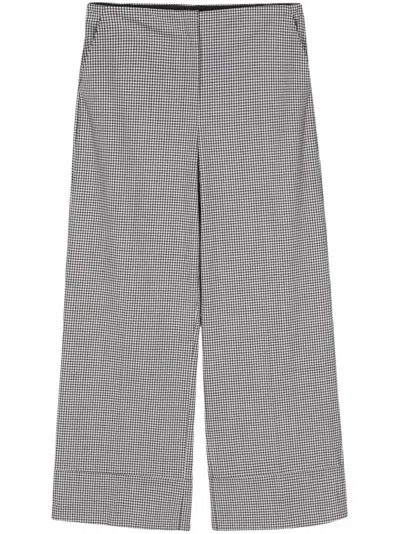 Theory Check-pattern Straight-leg Trousers In Black