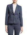 Theory Check Print Single Button Blazer In Blue