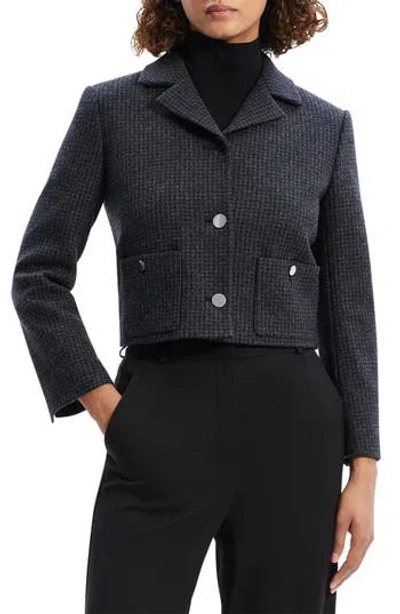 THEORY THEORY CHECK RECYCLED WOOL BLEND CROP JACKET