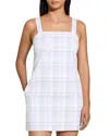 Theory Check Square Neck Mini Dress In Olympic Multi