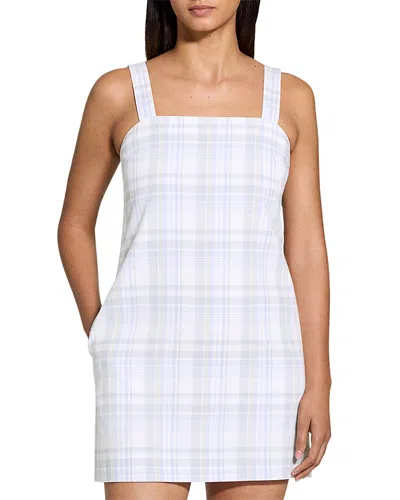 Theory Check Square Neck Mini Dress In Olympic Multi