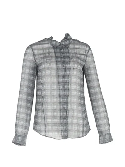 Pre-owned Theory Checked Shirt In Gray