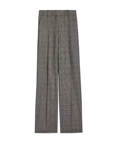 Theory Checked Tailored Trousers In Gray