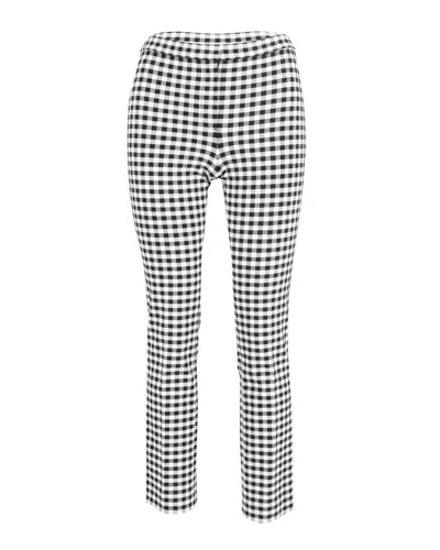Theory Checked Trousers In Black & White Viscose