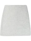 Theory High-waist Mini Check Wool Skirt In White