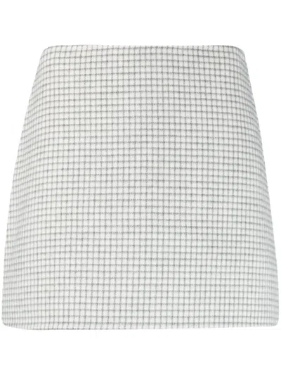 THEORY CHECKED WOOL MINISKIRT
