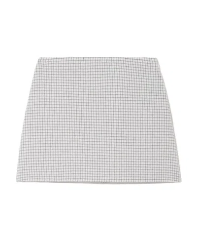 Theory Checked Wool Miniskirt In White