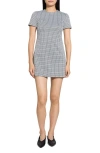 Theory Short-sleeve A-line Mini Dress In Fog Multi