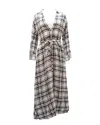 Theory Checkered V-neck Longsleeve Maxi Dress In White Viscose In White