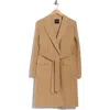 Theory Chevron Belted Wool Coat In Brown