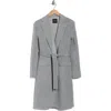 Theory Chevron Belted Wool Coat In Gray