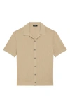 Theory Camp Collar Shirt In Cotton Light Twist In Nude