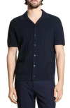 Theory Chevron Knit Camp Shirt In Blue
